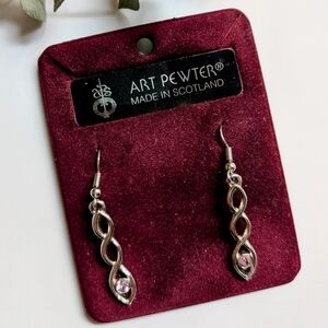 Art Pewter brand amethyst Celtic earrings, Made In Scotland.